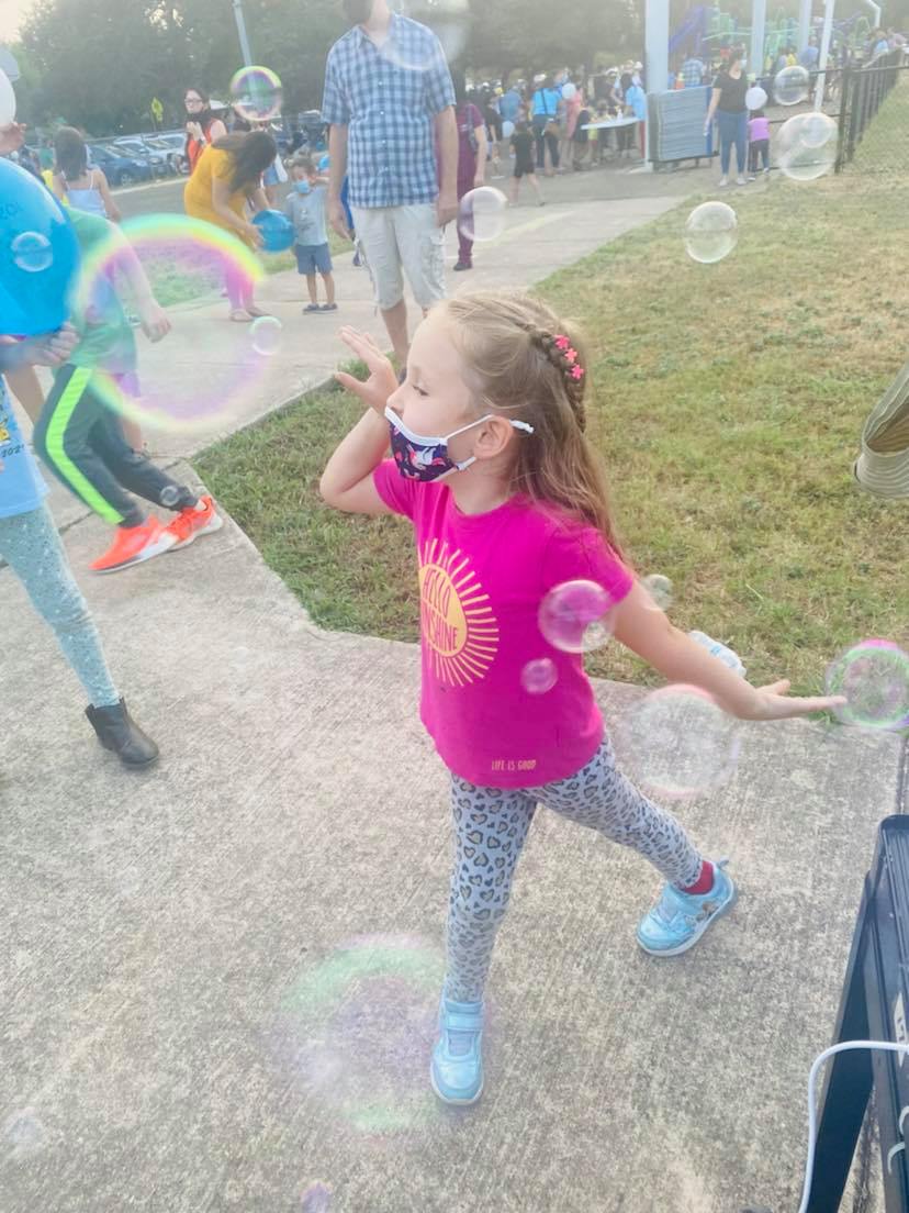 Student with Bubbles