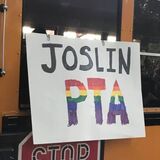 Bus banner with Joslin PTA displayed